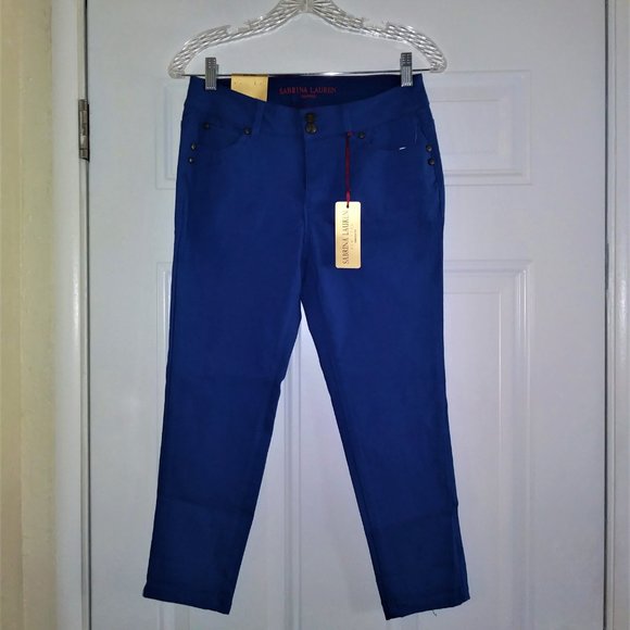 SABRINA LAUREN Ankle Stretch Pant Color Blue Size p10 - Picture 6 of 13
